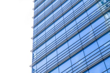 Finans bölgesi gökdelen camının alçak açılı görüntüsü