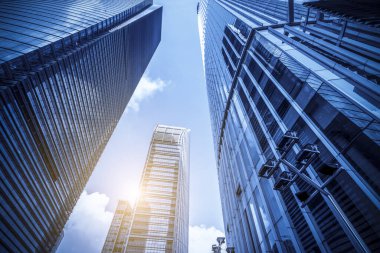 Shanghai Finans Bölgesi 'nde gökdelenler inşa ediliyor.