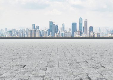 Kentsel inşaat yolları ve ufuk çizgisi