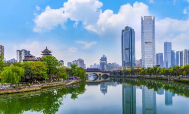 Çin 'de Chengdu Jinjiang manzarası