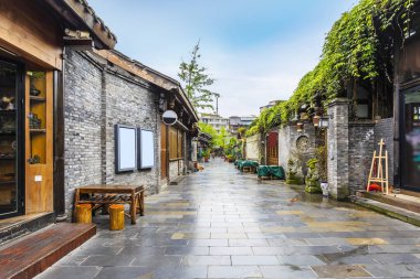 Kuan Alley ve Zhai Alley 'deki eski binalar, Chengdu, Sichuan