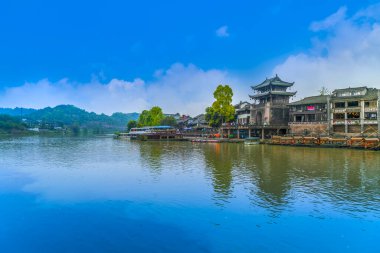 Ancient Town Wharf, Huanglong Valley, Sichuan clipart