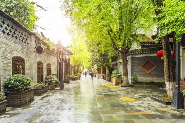 Kuan Alley 'deki eski evler ve Zhai Alley, Chengdu
