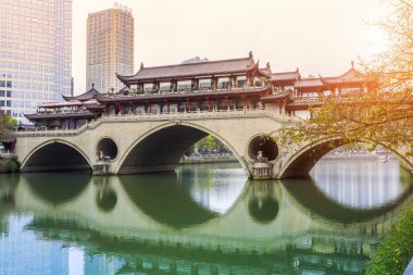 Chengdu Jinjiang Anshun Köprüsü Güzel manzara