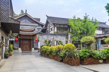 Kuan Alley 'deki eski evler ve Zhai Alley, Chengdu