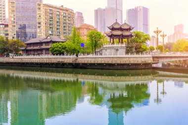 Chengdu Jinjiang Anshun Köprüsü Güzel manzara