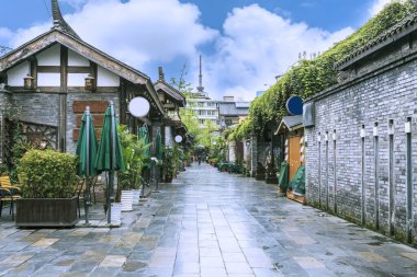 Kuan Alley 'deki eski evler ve Zhai Alley, Chengdu