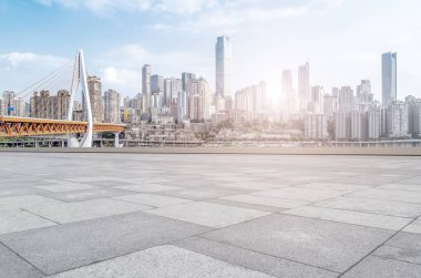 Yol ve Chongqing kentsel mimari peyzaj silüeti