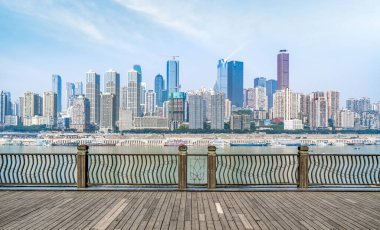 Chongqing 'deki güzel kentsel mimari manzara silueti