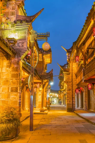 Szecsuán Ősi Városának Éjszakai Jelenete — Stock Fotó