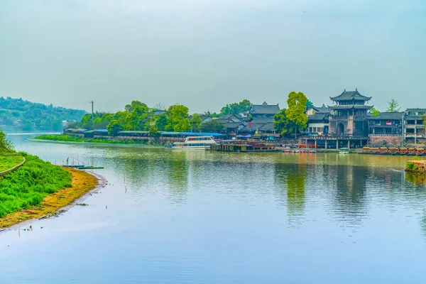古代の町の埠頭 黄龍谷 四川省 — ストック写真