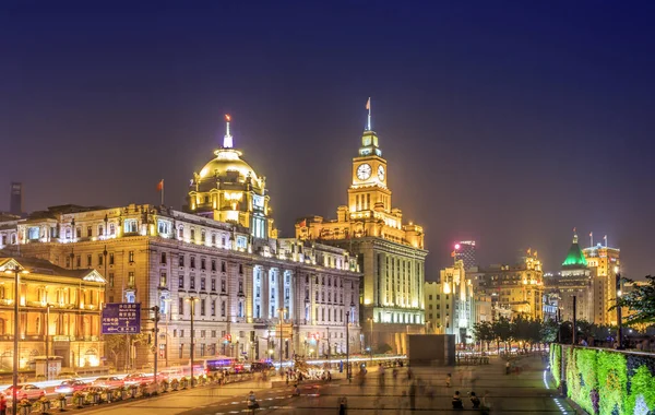 Shanghai Bund Vista Nocturna —  Fotos de Stock