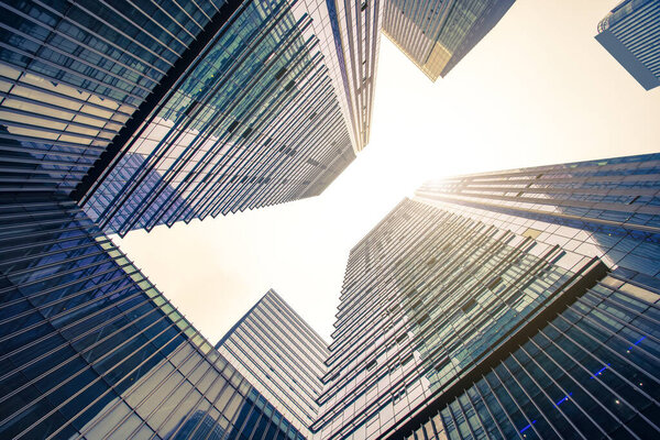 A low angle view of commercial building in shanghai, China,