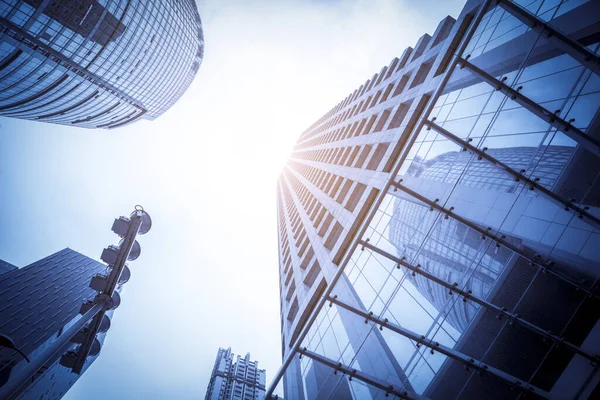 Rascacielos Vista Ángulo Bajo Ciudad China — Foto de Stock