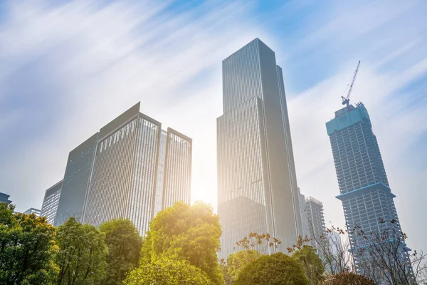 Rascacielos Vista Ángulo Bajo Ciudad China —  Fotos de Stock