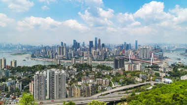 Chongqing kentsel mimari manzarası ve ufuk çizgisi