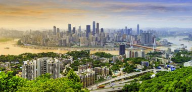 Chongqing şehir binası ve ufuk çizgisi