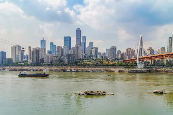 Chongqing Krajobraz Architektury Miejskiej Panorama — Zdjęcie stockowe