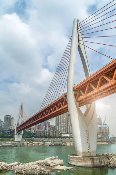 Stadtsilhouette Von Chongqing Und Flussbrücke — Stockfoto