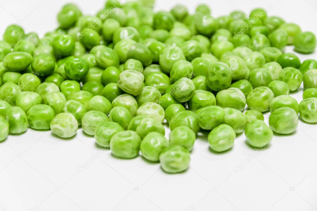 Green soya beans on white background