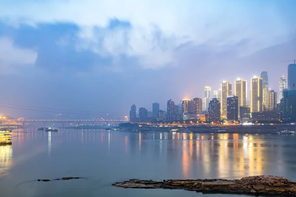 Chongqing Stad Natt Utsikt Skyline — Stockfoto