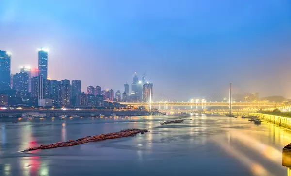 Chongqing Cidade Vista Noturna Skyline — Fotografia de Stock