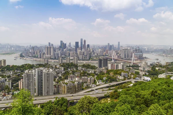 Chongqing Krajobraz Architektury Miejskiej Panorama — Zdjęcie stockowe