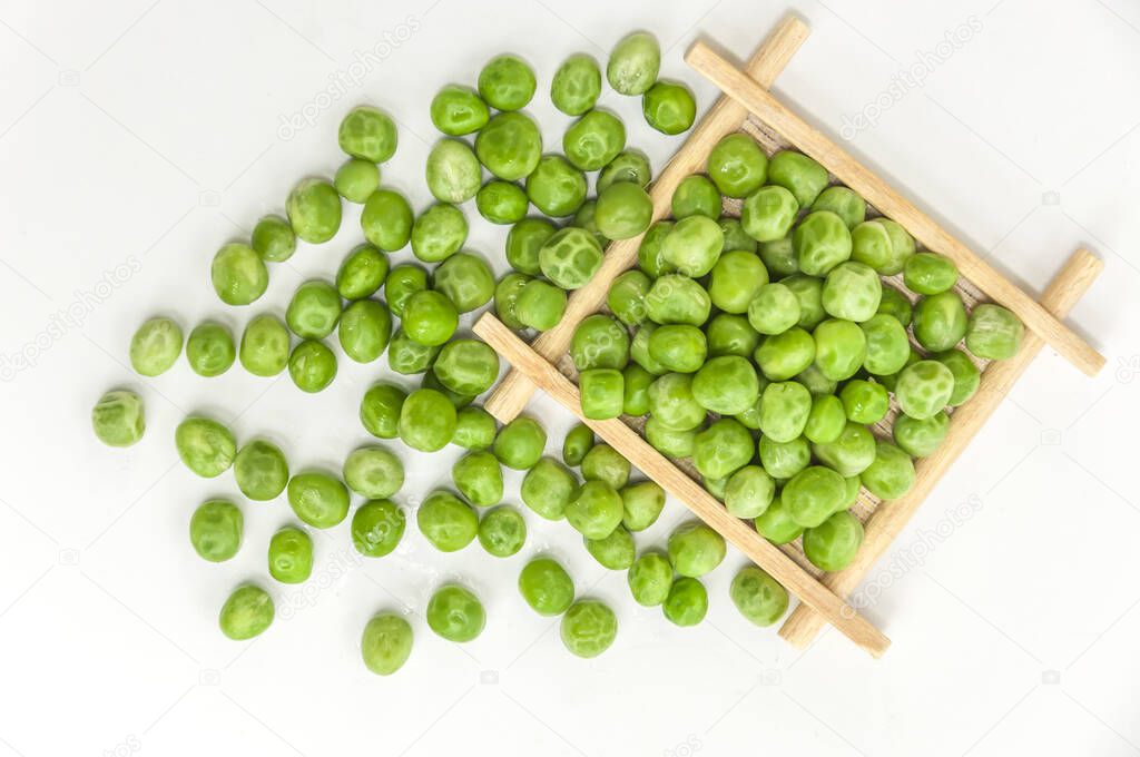 Green soya beans on white background