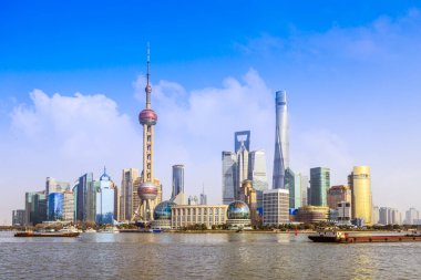 Çin 'in Şangay Bund bölgesinde.