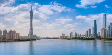 Guangzhou şehri mimari manzara manzarası