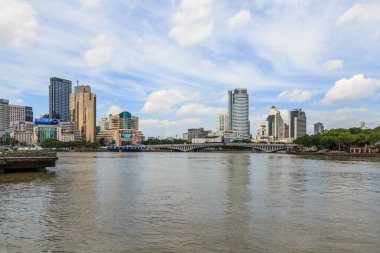 Çin 'deki Ningbo Sanjiangkou manzarası