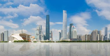 Guangzhou şehri mimari manzara manzarası