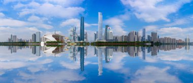 Guangzhou şehri mimari manzara manzarası