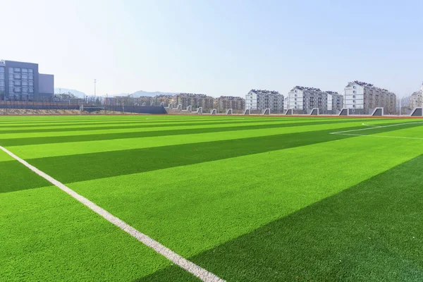 Campo Fútbol Césped Verde —  Fotos de Stock