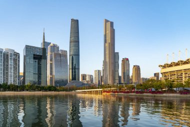 Guangzhou 'daki kentsel mimari manzaranın silüeti