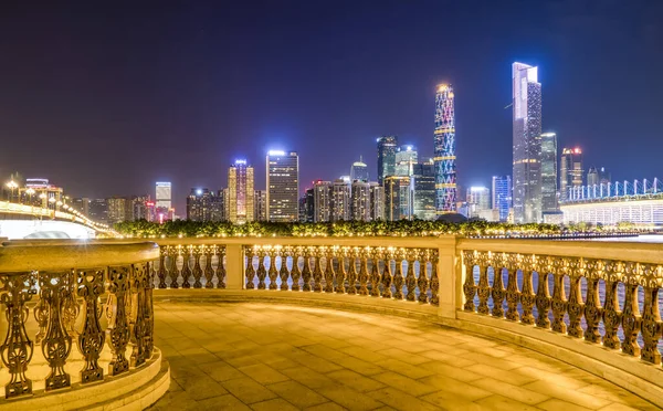 Escena Nocturna Del Paisaje Arquitectónico Urbano Guangzhou —  Fotos de Stock