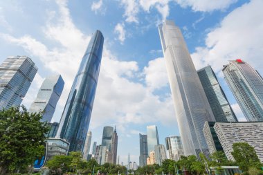 Guangzhou şehir mimarisi manzarası ve ufuk çizgisi