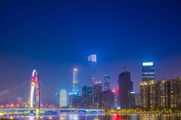 Vista Notturna Dell Edificio Della Città Guangzhou — Foto Stock