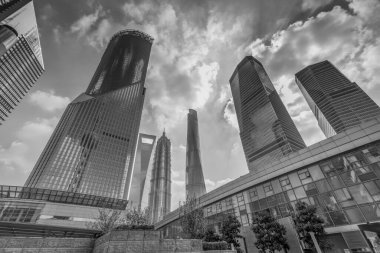 Lujiazui Finans Bölgesi 'nde gökdelen manzarası, Sh