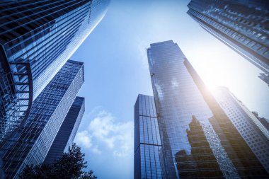 Shanghai Finans Bölgesi 'nde gökdelenler inşa ediliyor.