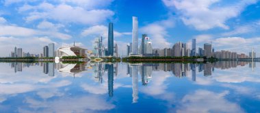 Guangzhou şehir mimarisi manzarası ve ufuk çizgisi
