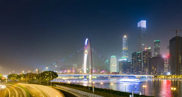 Guangzhous Vackra Stad Natt Utsikt Skyline — Stockfoto