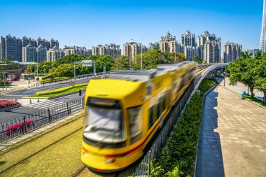 Guangzhou Şehri Çin 'de hafif tren.