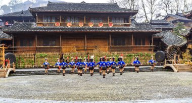 Guizhou Miao köyü manzarası