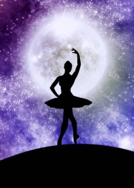 Ay dansı yapan kadın silueti.