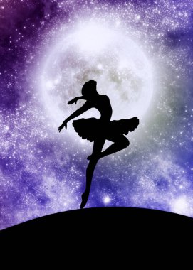 Ay dansı yapan kadın silueti.