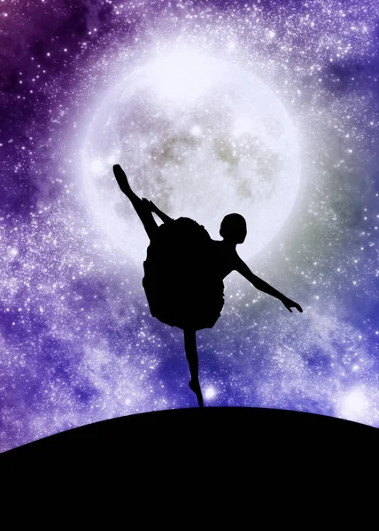Moon Dance Woman Silhouette — Stock Photo, Image