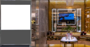 Reklam kutusunun ve bulanık lambanın iç görünümü 