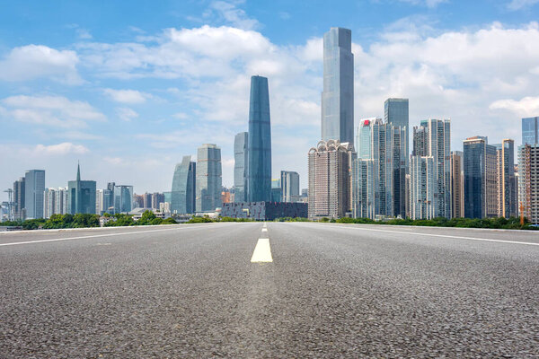 Guangzhou City Square Road and architectural landscape skyline