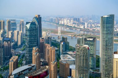 Nancha 'daki kentsel mimari manzaraya kuş bakışı bir bakış.